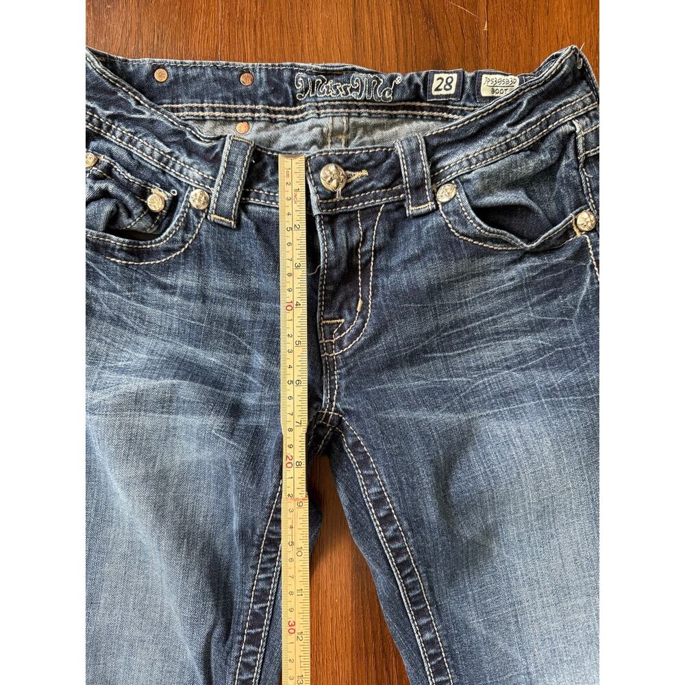Miss Me Low Rise Boot Cut Jeans Rhinestone Embellished Y2K Western Grunge Sz 28 - Picture 6 of 8